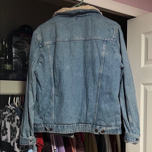 Topshop Cream Sherpa Lined Denim Jacket - Picture 10 of 12